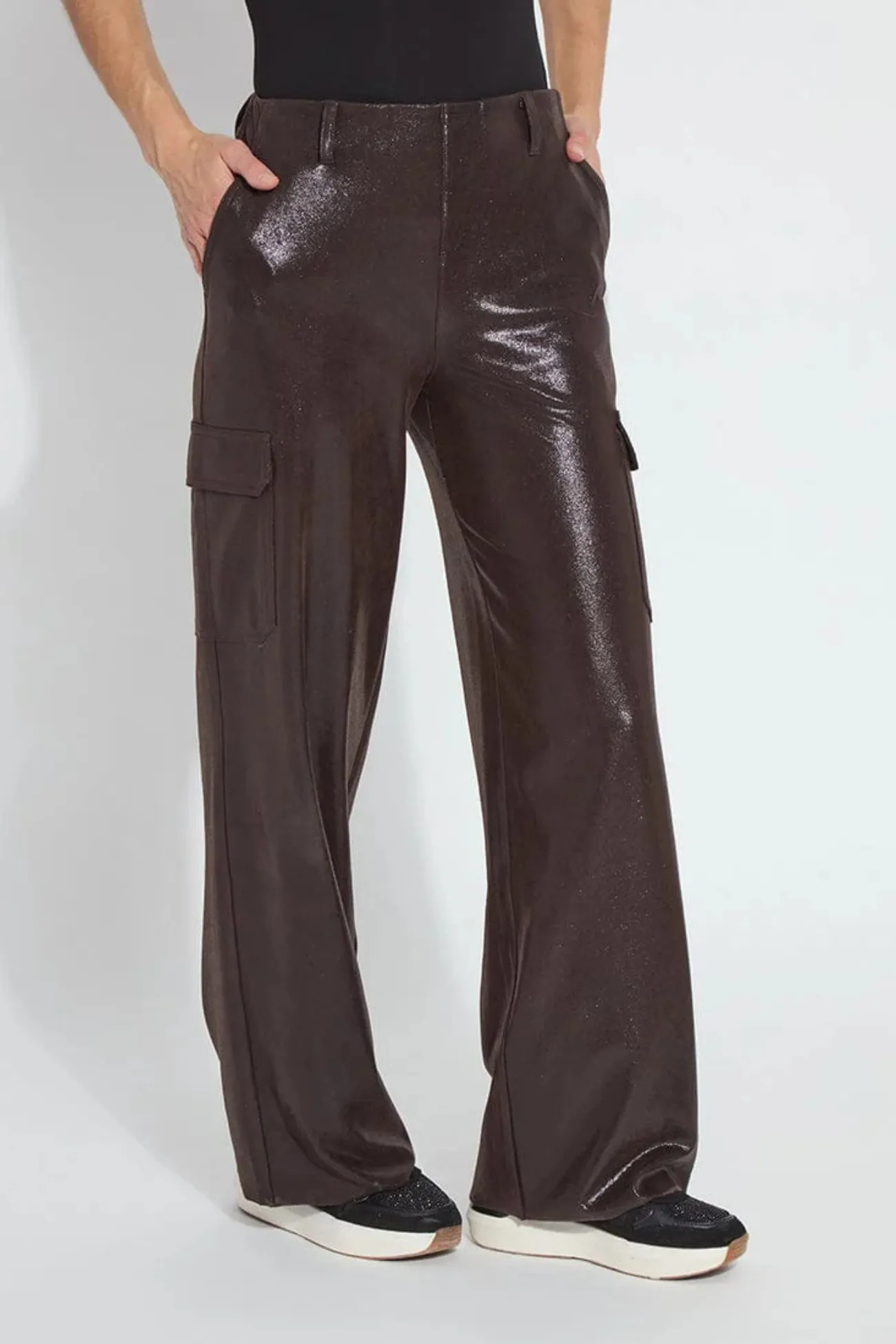 Lyssé Callie Patent Foil Vegan Suede Pant
