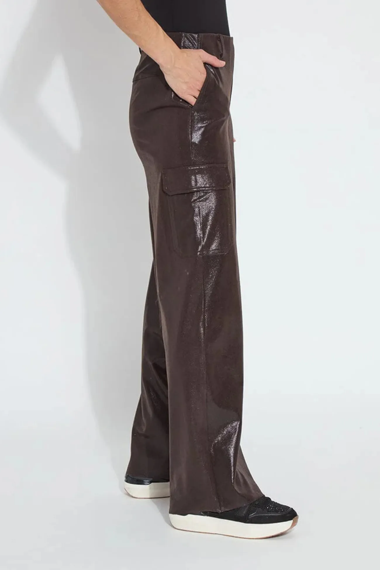 Lyssé Callie Patent Foil Vegan Suede Pant