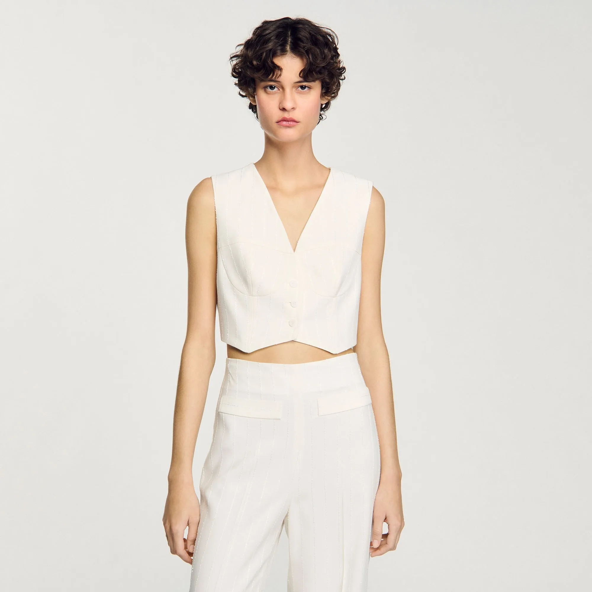 Madeleine Sequin Cropped Jacket Ecru