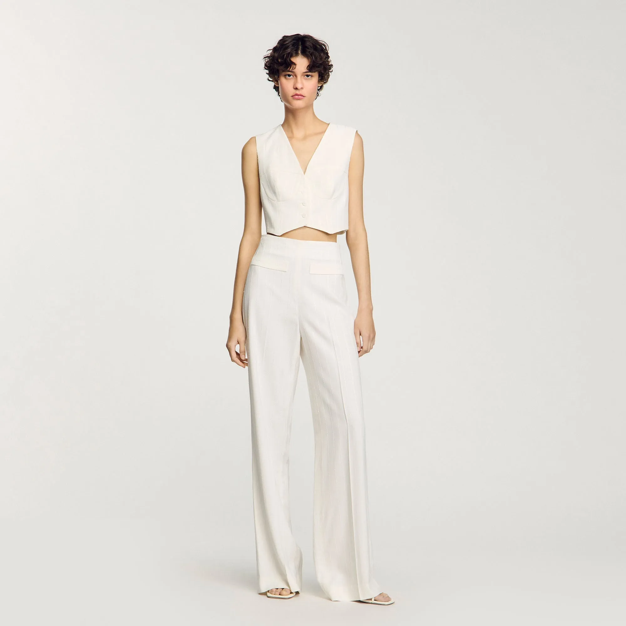 Madeleine Sequin Cropped Jacket Ecru