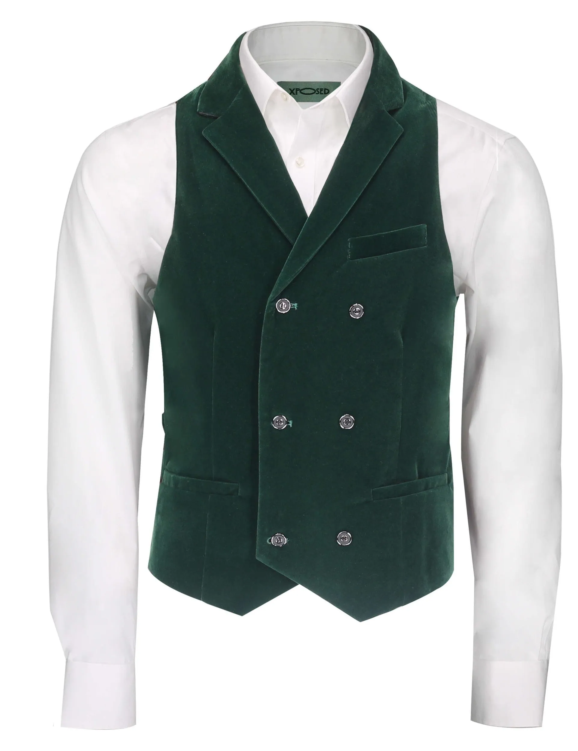 MAK- GREEN VELVET DOUBLE BREASTED COLLAR WAISTCOAT