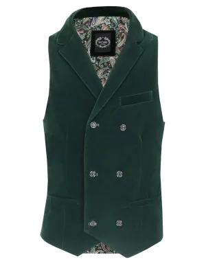 MAK- GREEN VELVET DOUBLE BREASTED COLLAR WAISTCOAT