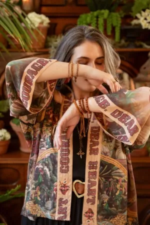 MARKET OF STARS COURAGE DEAR HEART BAMBOO CROPPED KIMONO WITH SACRED HEART