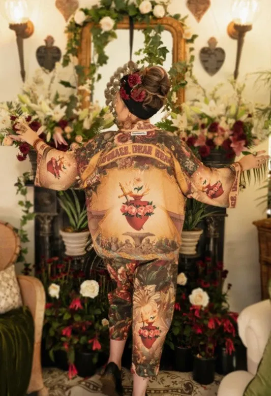 MARKET OF STARS COURAGE DEAR HEART BAMBOO CROPPED KIMONO WITH SACRED HEART