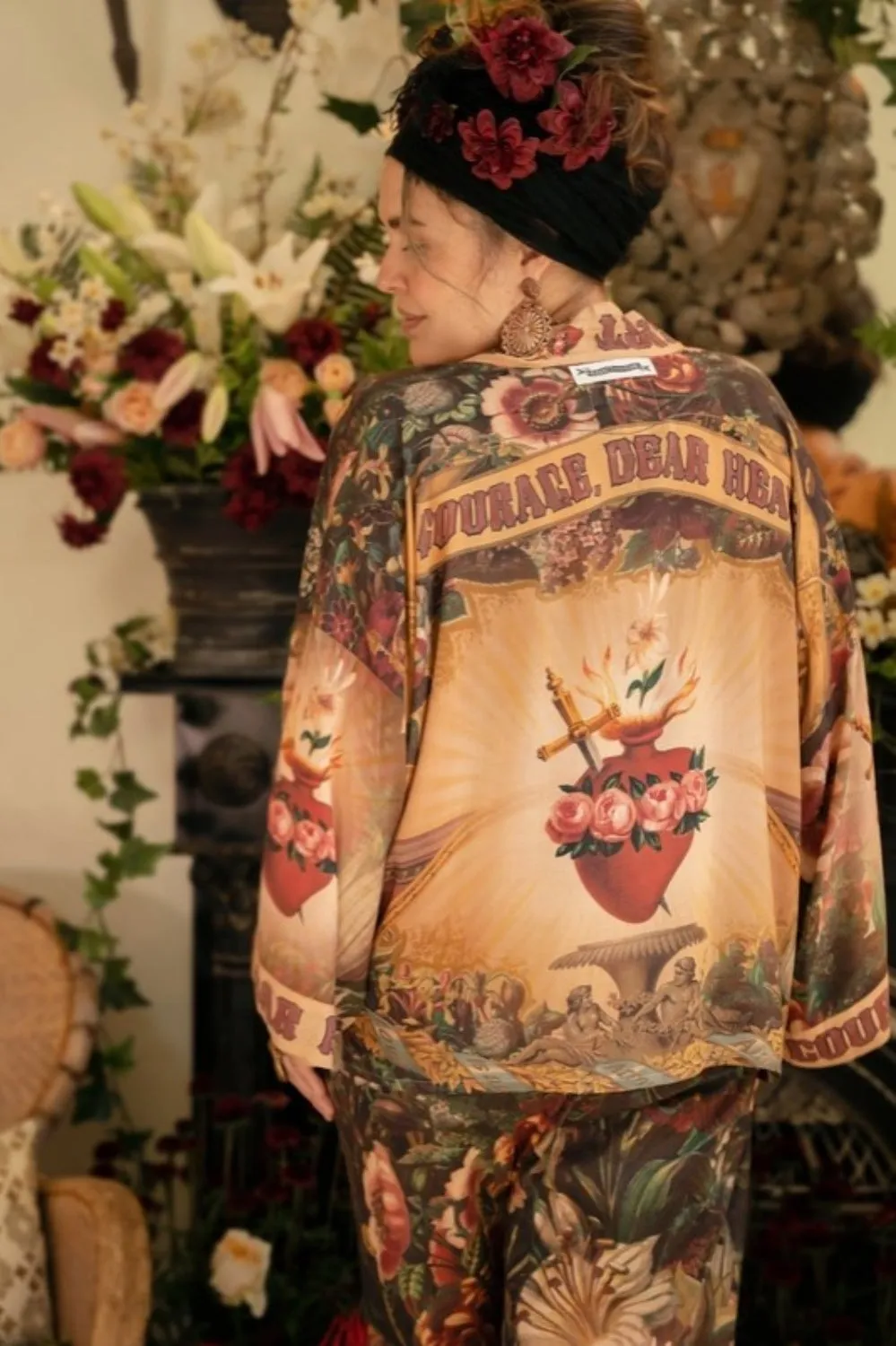 MARKET OF STARS COURAGE DEAR HEART BAMBOO CROPPED KIMONO WITH SACRED HEART