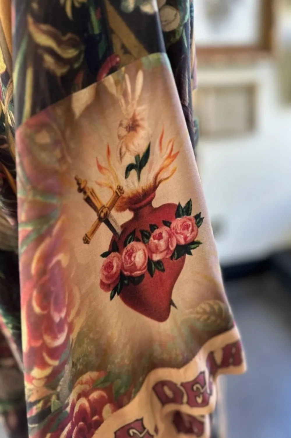 MARKET OF STARS COURAGE DEAR HEART BAMBOO CROPPED KIMONO WITH SACRED HEART