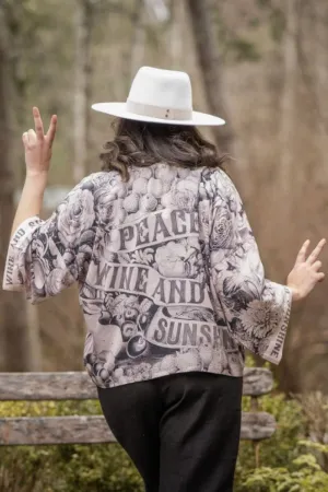 MARKET OF STARS PEACE WINE   SUNSHINE CROPPED KIMONO