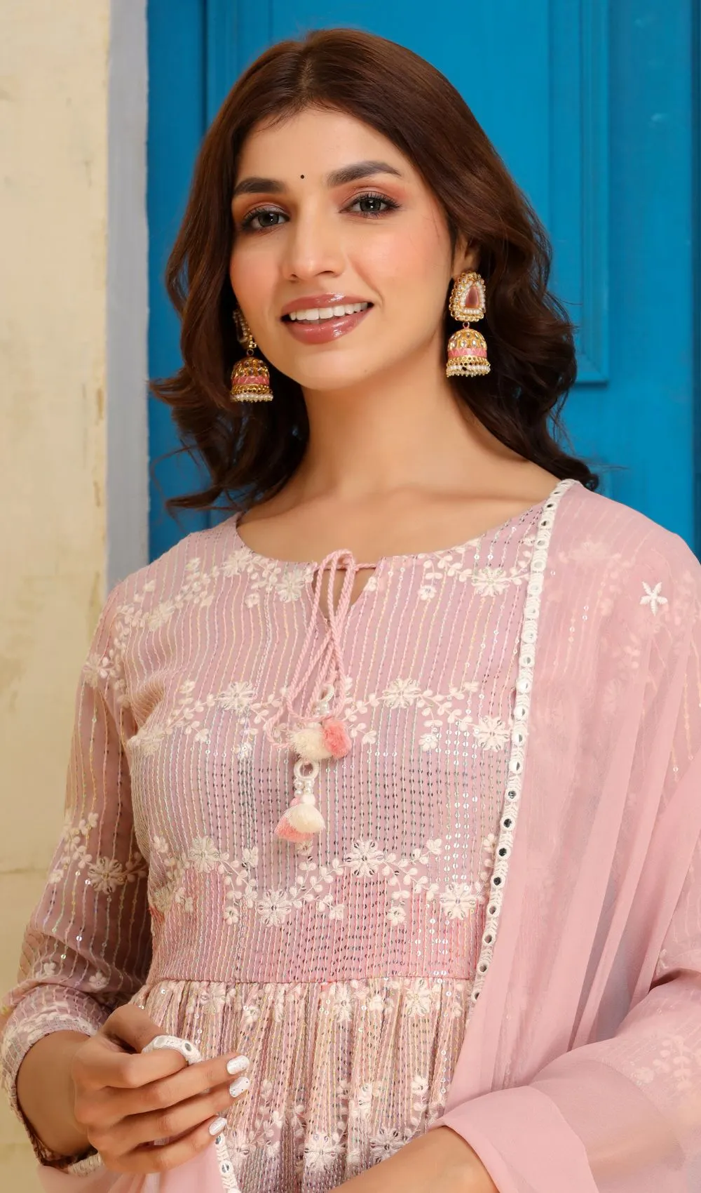 Mauve Pink Peplum Sharara Set