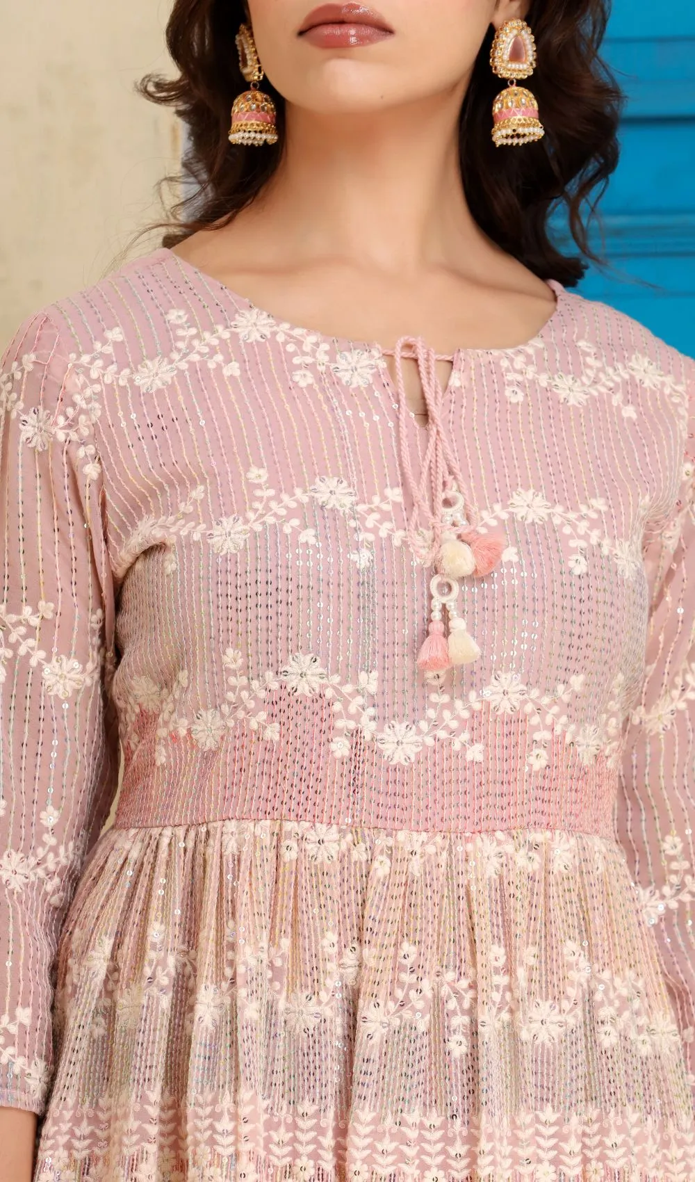 Mauve Pink Peplum Sharara Set