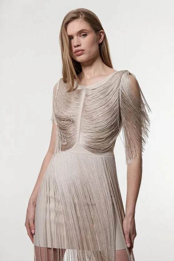 Maxi Draped Fringe Knitted Dress