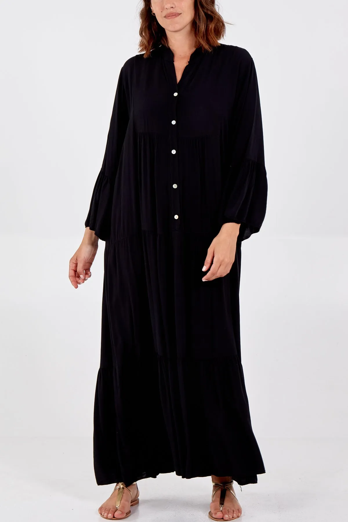 Maxi Tiered Button Up Dress