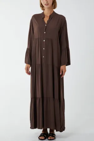 Maxi Tiered Button Up Dress