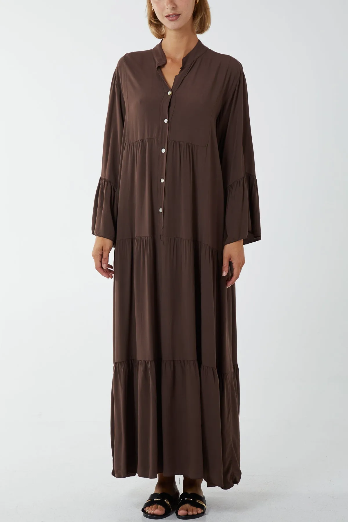 Maxi Tiered Button Up Dress