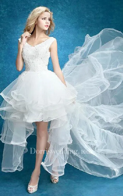 Mermaid Short V-Neck Sleeveless Split Front Split Lace Dress