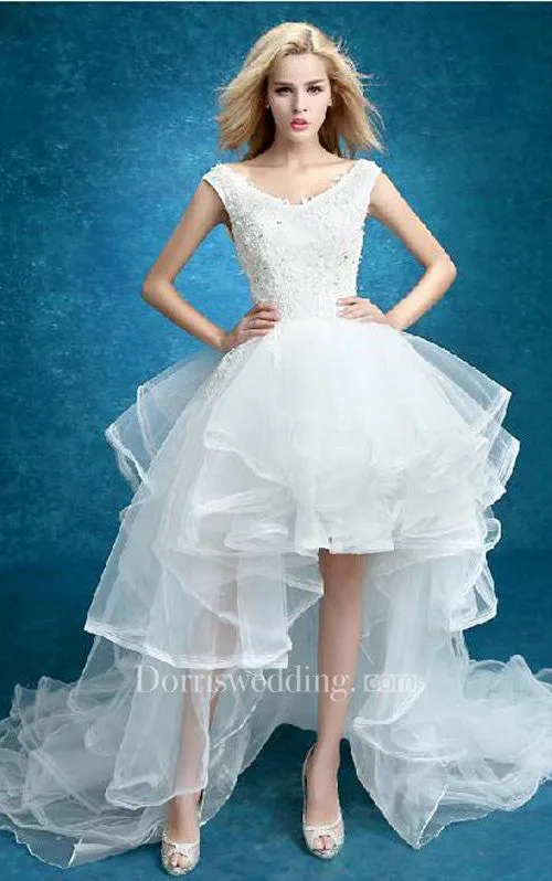 Mermaid Short V-Neck Sleeveless Split Front Split Lace Dress
