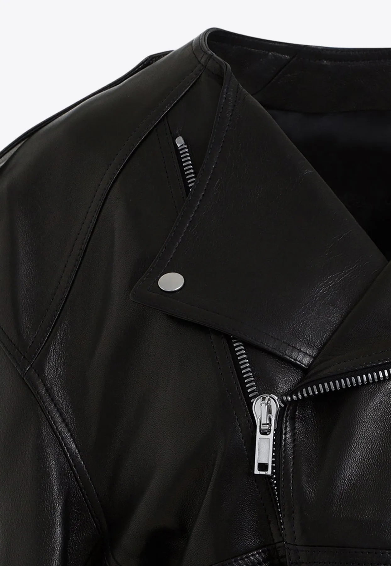 Micro Biker Leather Cropped Jacket