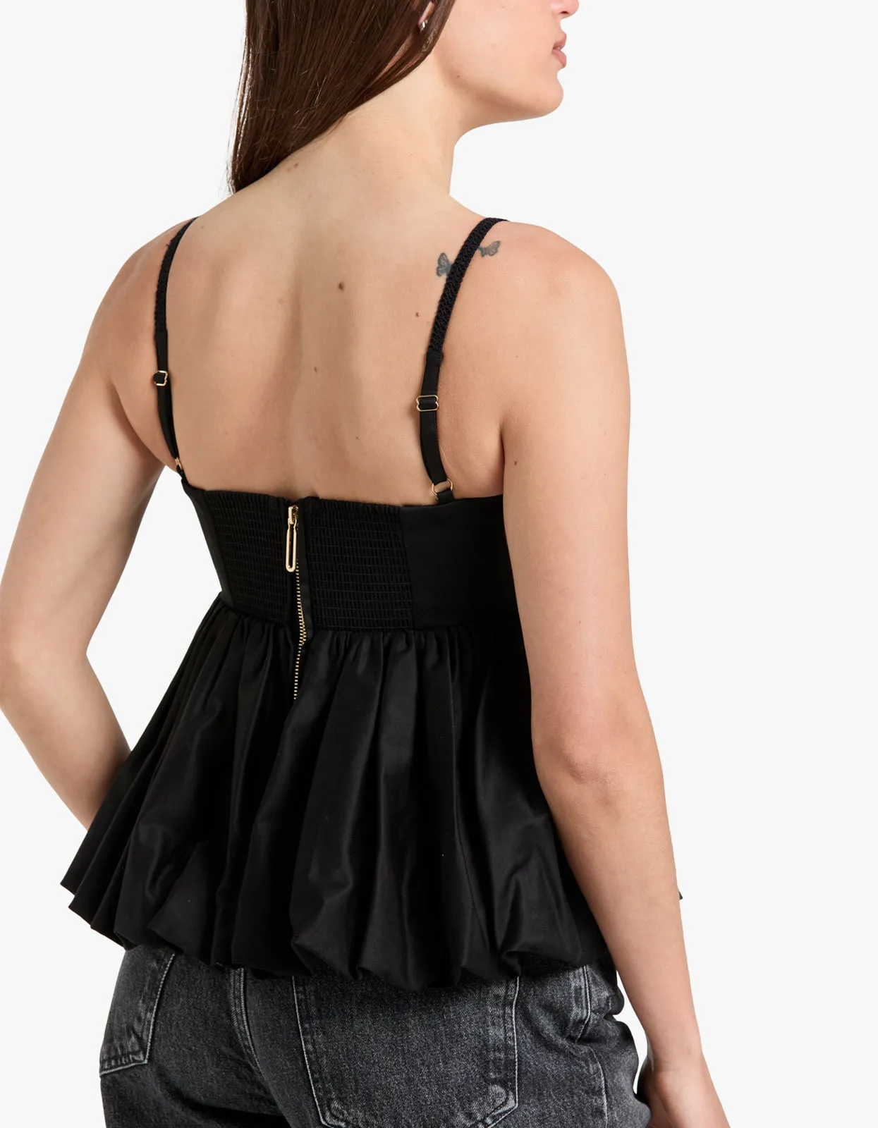 Mini Peplum Top - Black