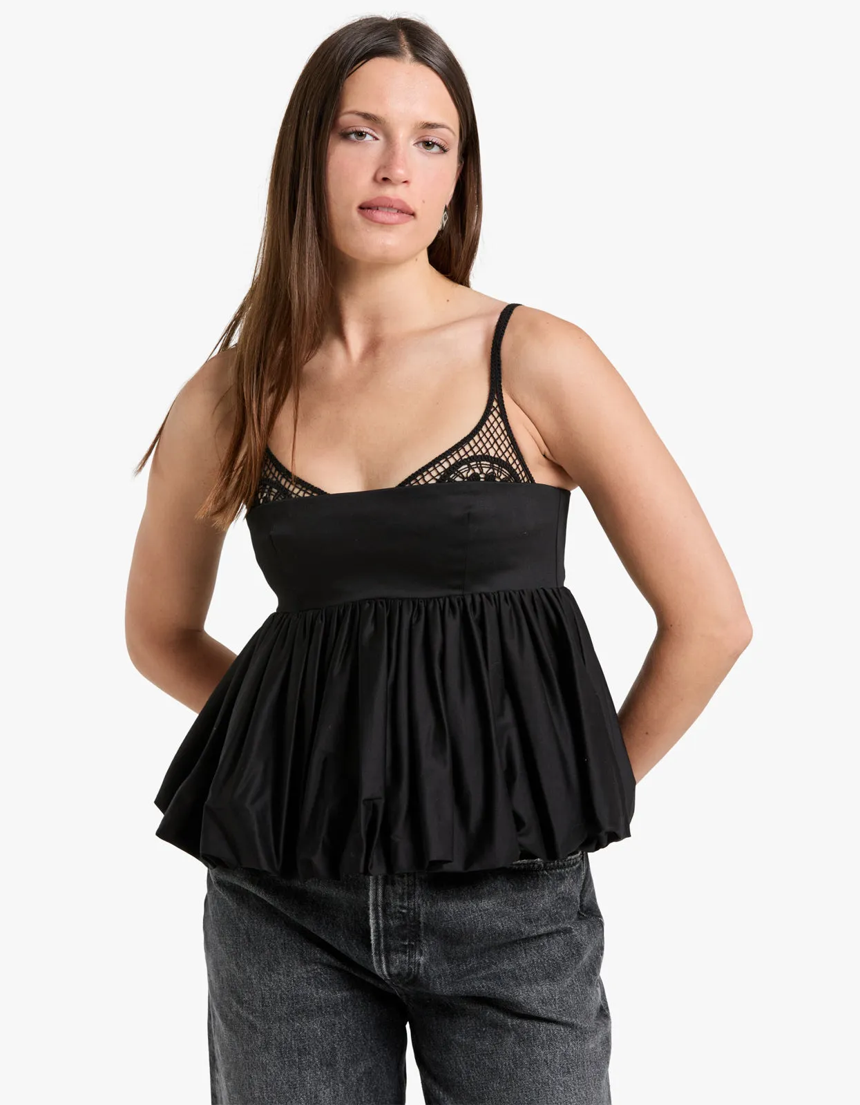Mini Peplum Top - Black