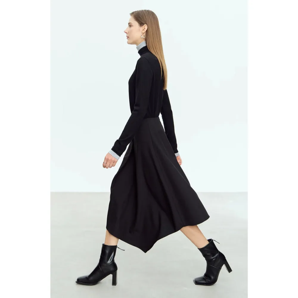 Minimalist Asymmetrical A-Line Midi Skirt