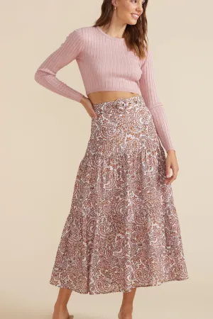 Mink Pink Jedda Belted Midi Skirt - Paisley