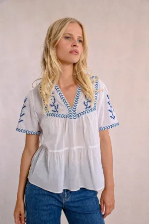 Molly Bracken Embroidered Cotton Poplin Top