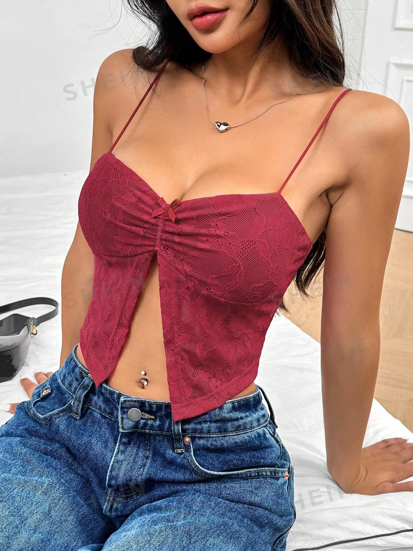 MOOSTA Sexy Lace Bowknot Tank Top