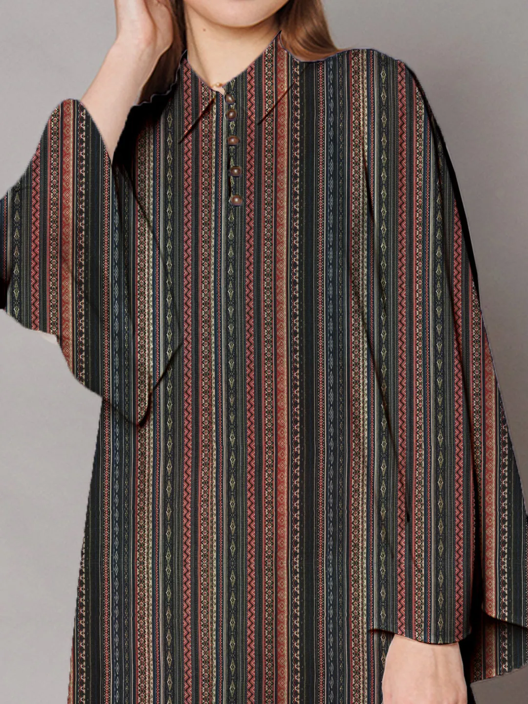 Multi-Colored Bohemian Printed High-Low Midi Dress