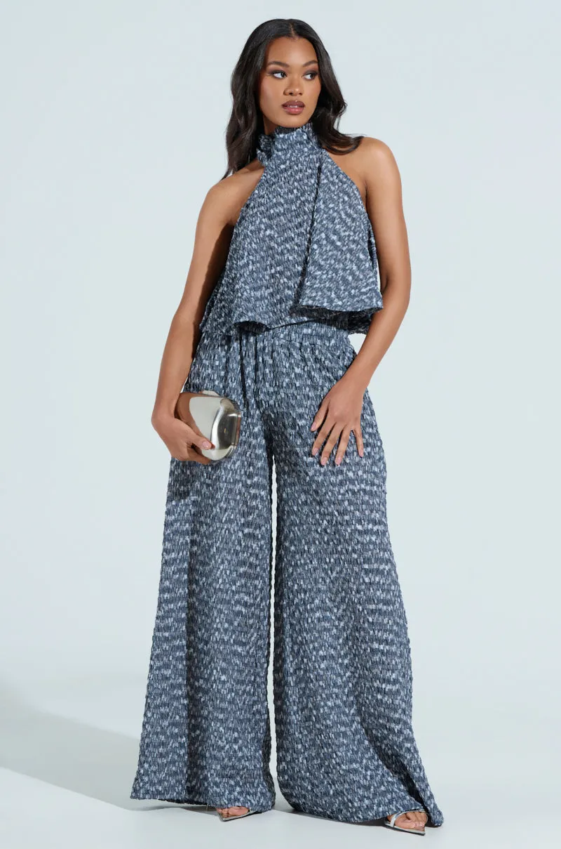 MULTI TEXTURED SLEEVELESS PEPLUM TOP