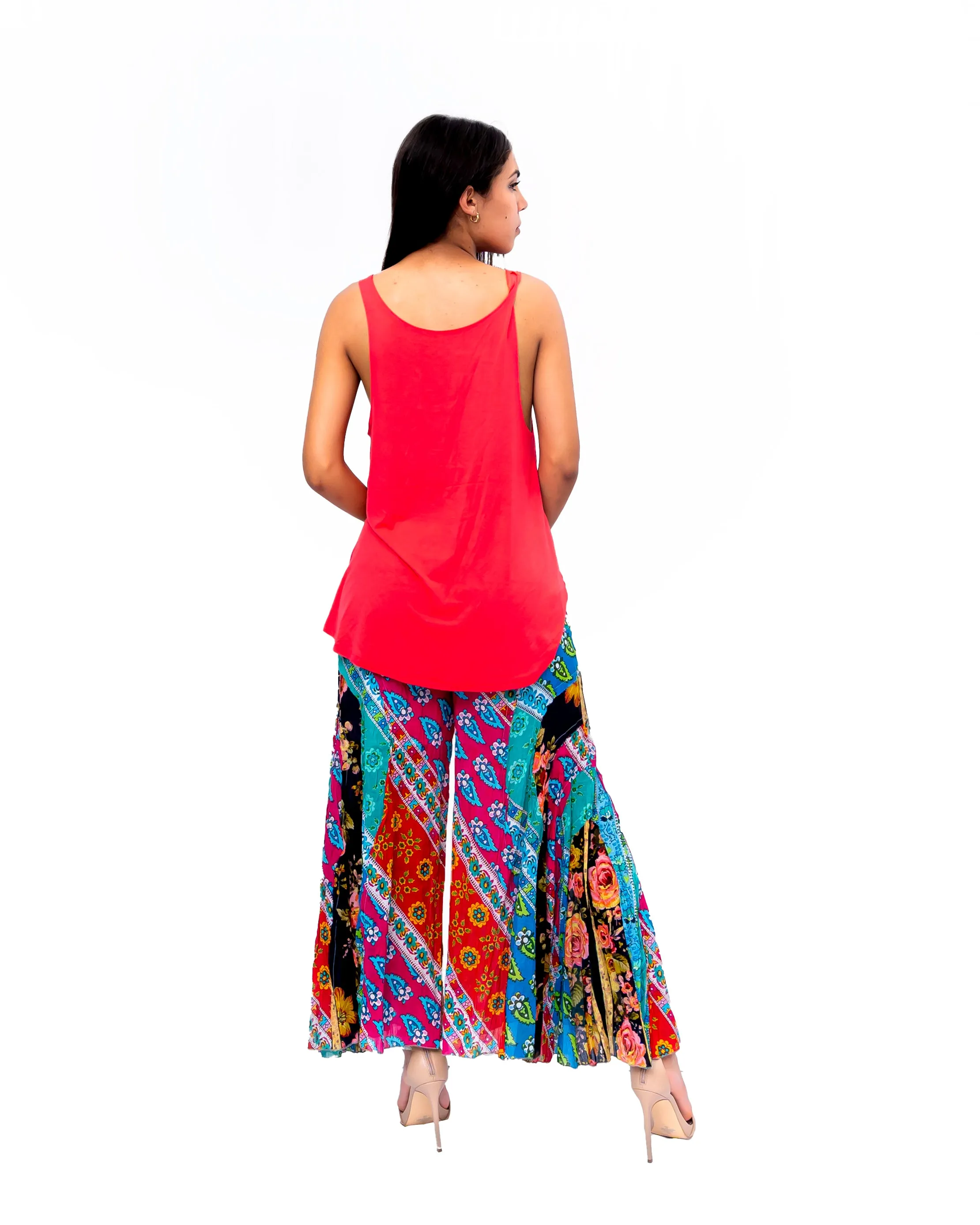 Multicolor Solid Flared Pant