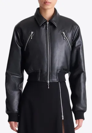 Myrto Cropped Leather Jacket