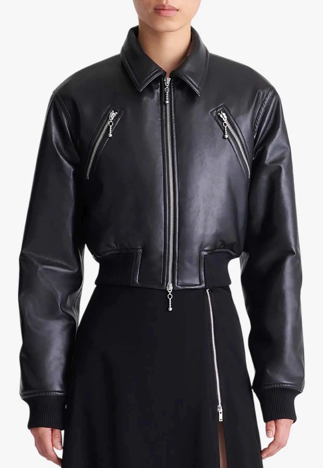 Myrto Cropped Leather Jacket
