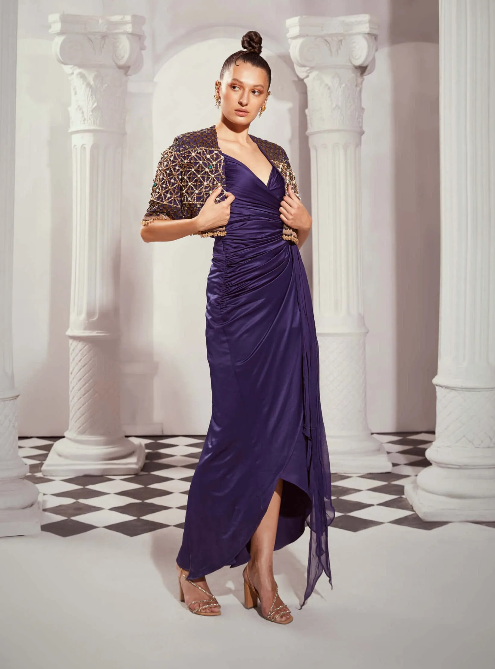 Navy blue draped dress