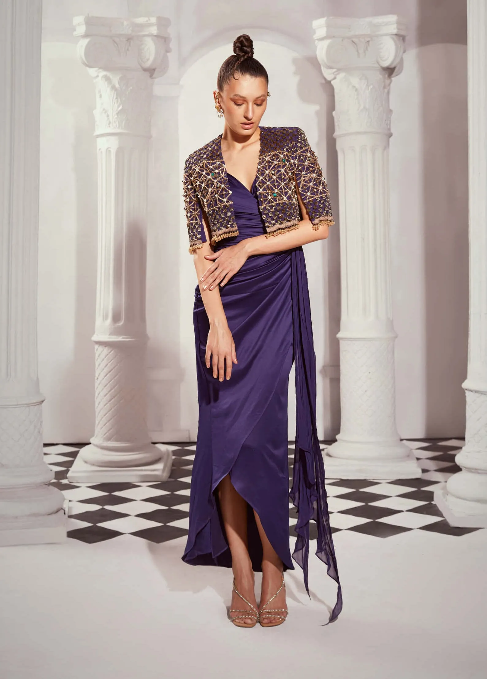 Navy blue draped dress