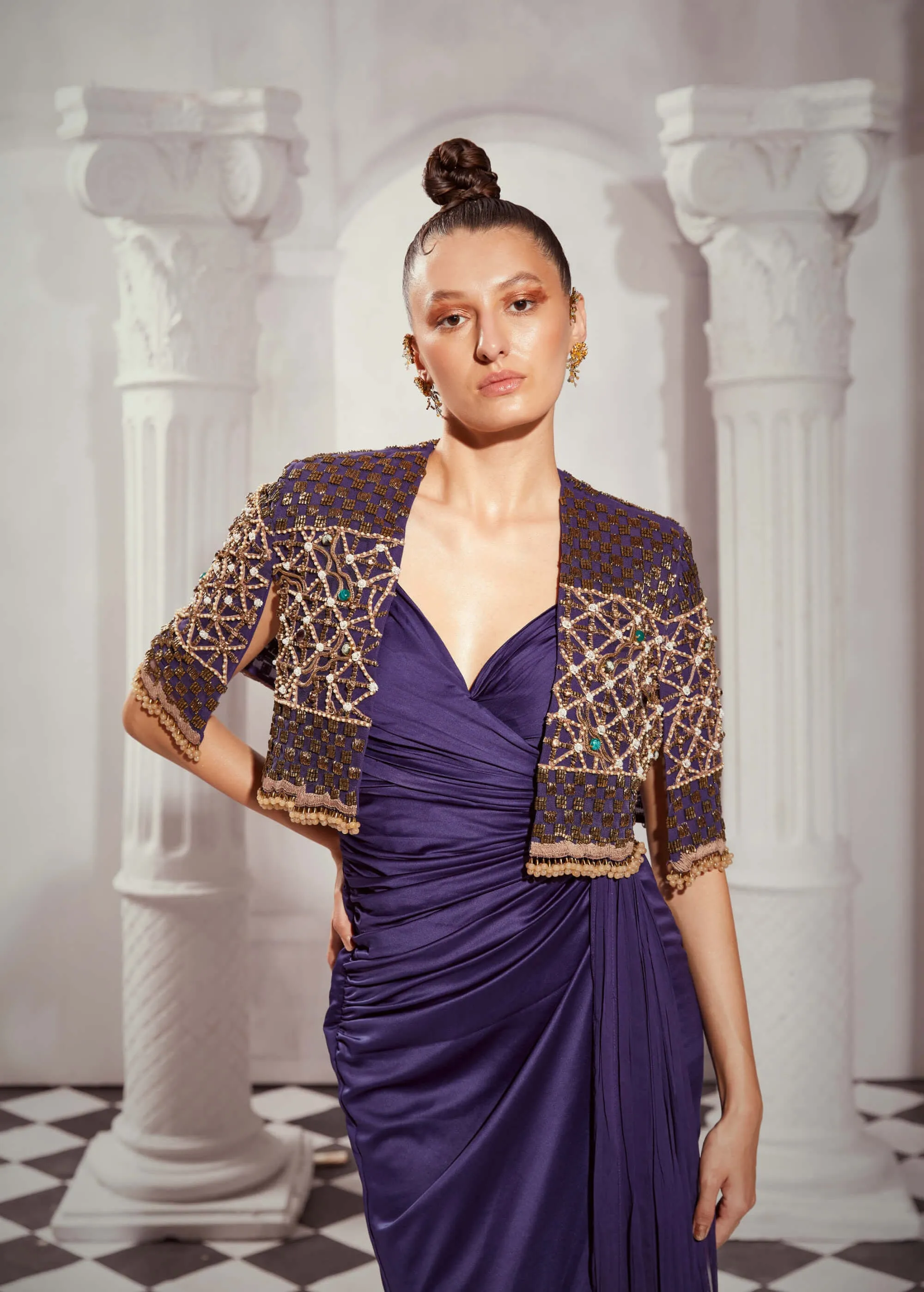 Navy blue draped dress