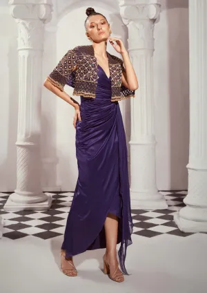 Navy blue draped dress