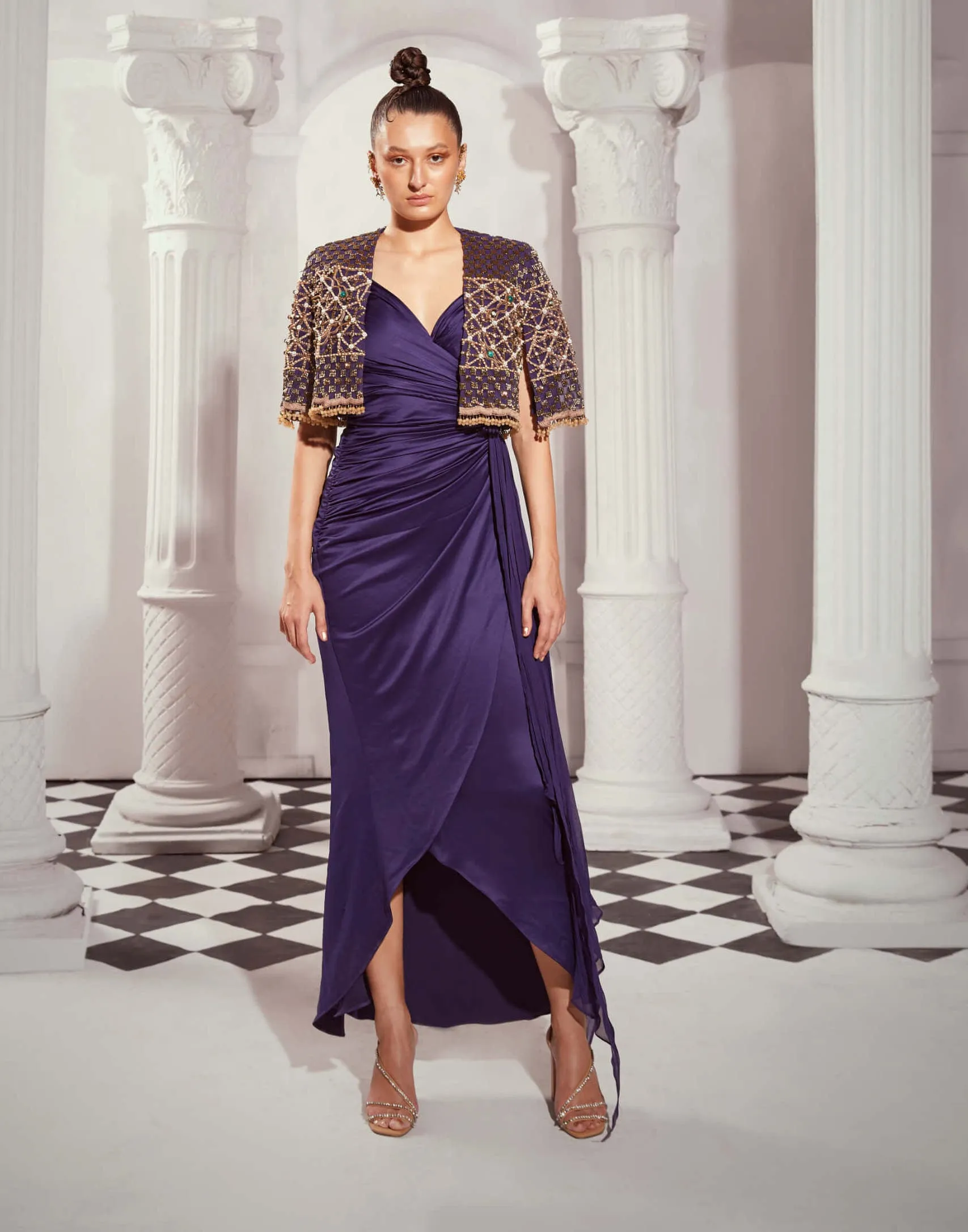 Navy blue draped dress