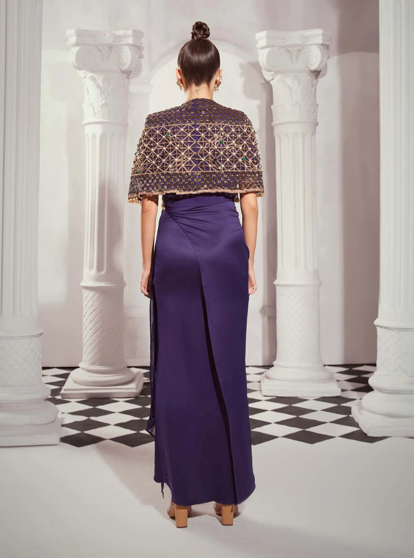 Navy blue draped dress
