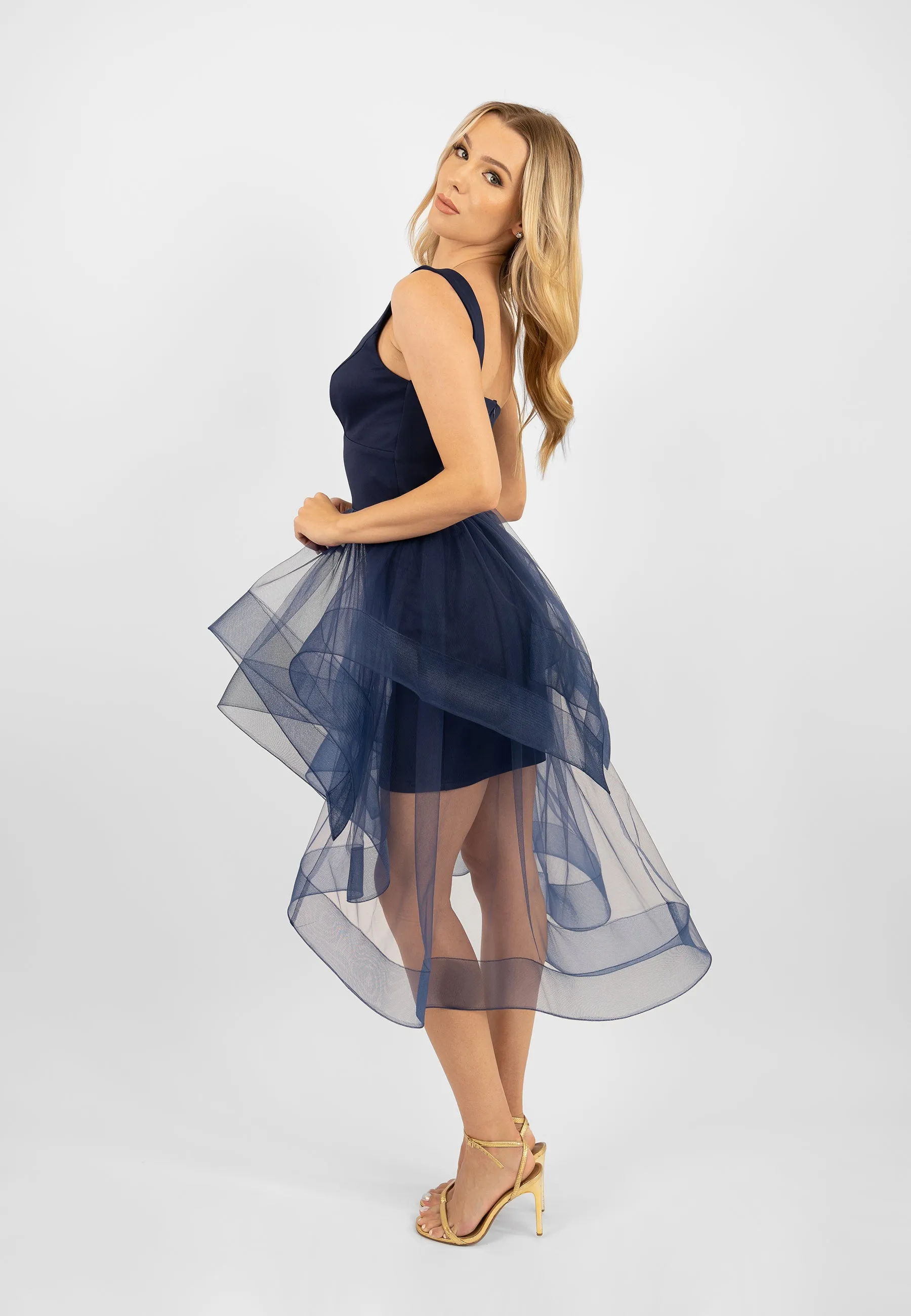 Navy Tulle Skater Dress