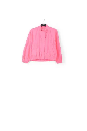 Neon pink jacquard bomber jacket