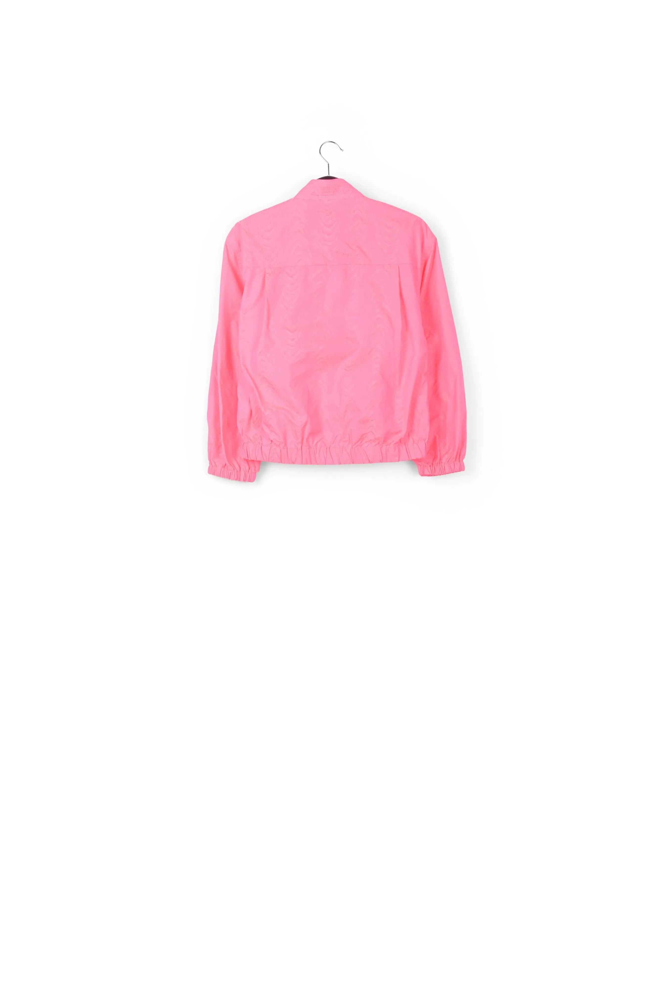 Neon pink jacquard bomber jacket