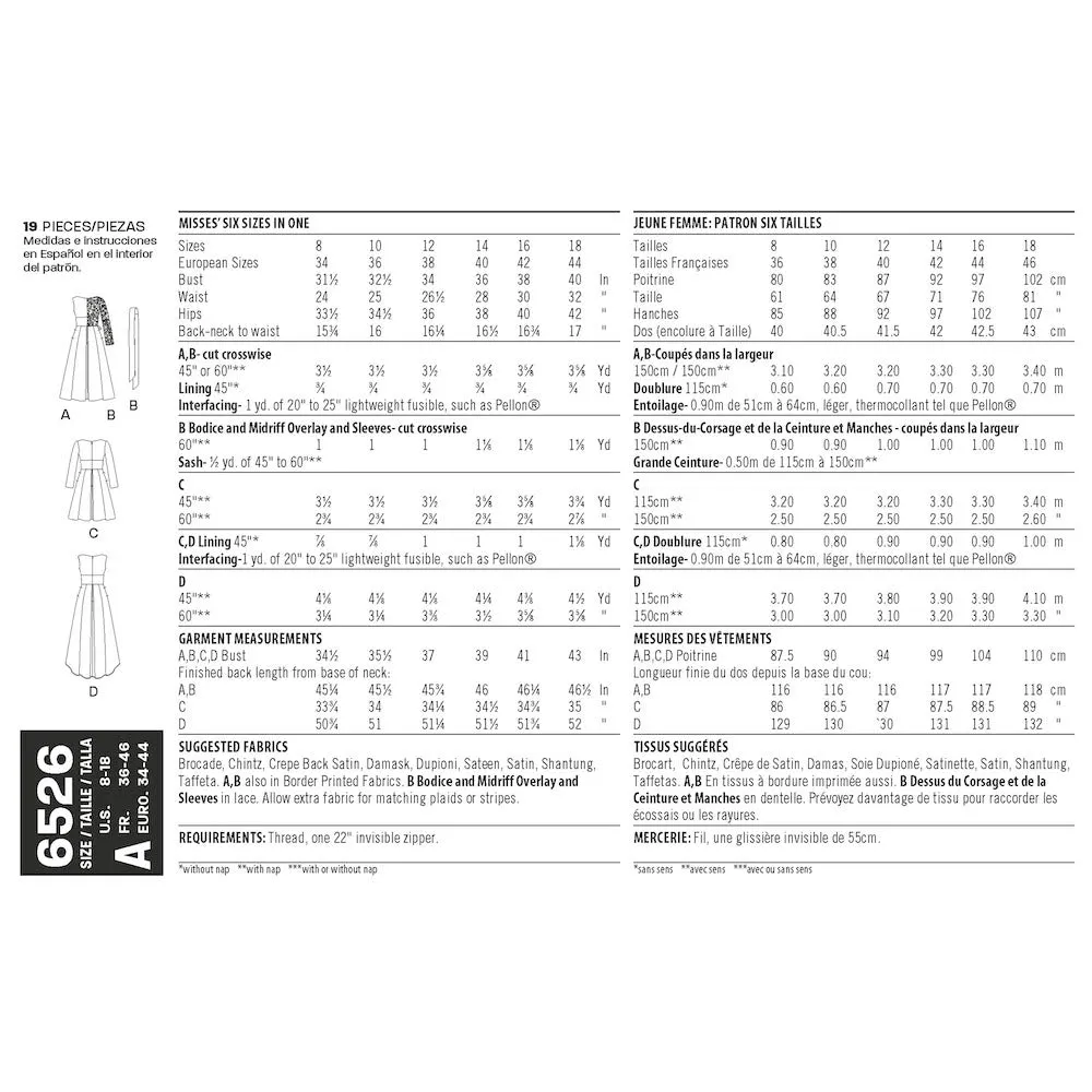 Newlook Pattern 6526 Women's Dress With Bodice Variations