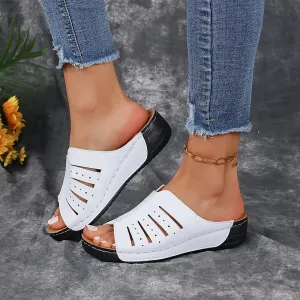 Nicolasa® | Beach Slippers With A Low Wedge Heel