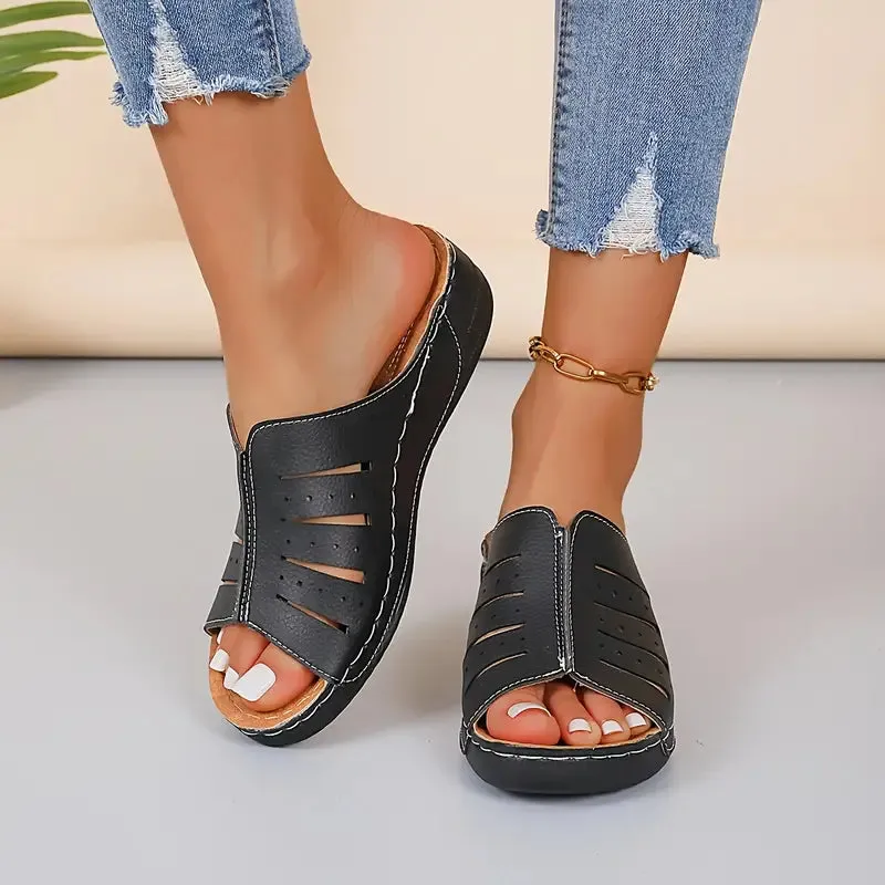 Nicolasa® | Beach Slippers With A Low Wedge Heel