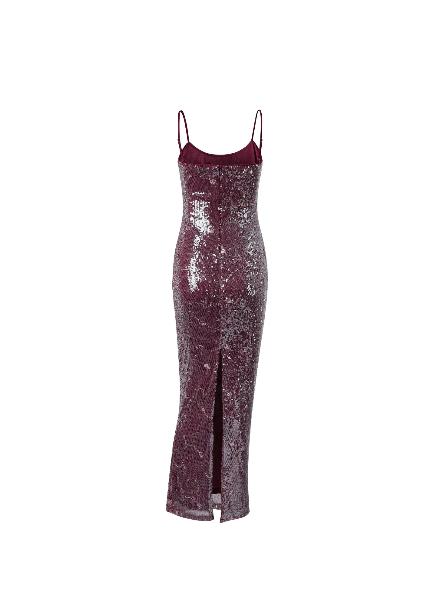 No 6: Burgundy Sequin Maxi Dress