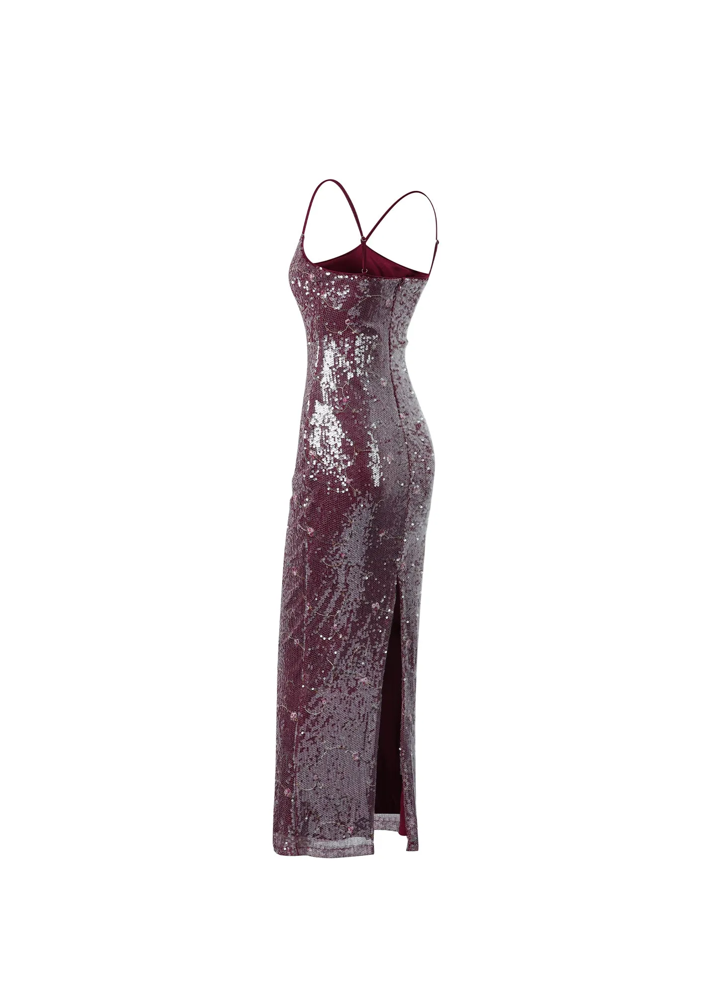 No 6: Burgundy Sequin Maxi Dress