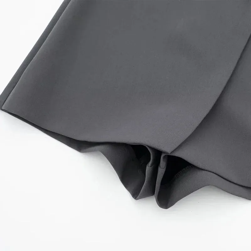 Obsidian Phoenix Asymmetrical High-Waist Skort - Mini Zipper Fashion Shorts with Skirt Overlay