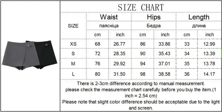 Obsidian Phoenix Asymmetrical High-Waist Skort - Mini Zipper Fashion Shorts with Skirt Overlay
