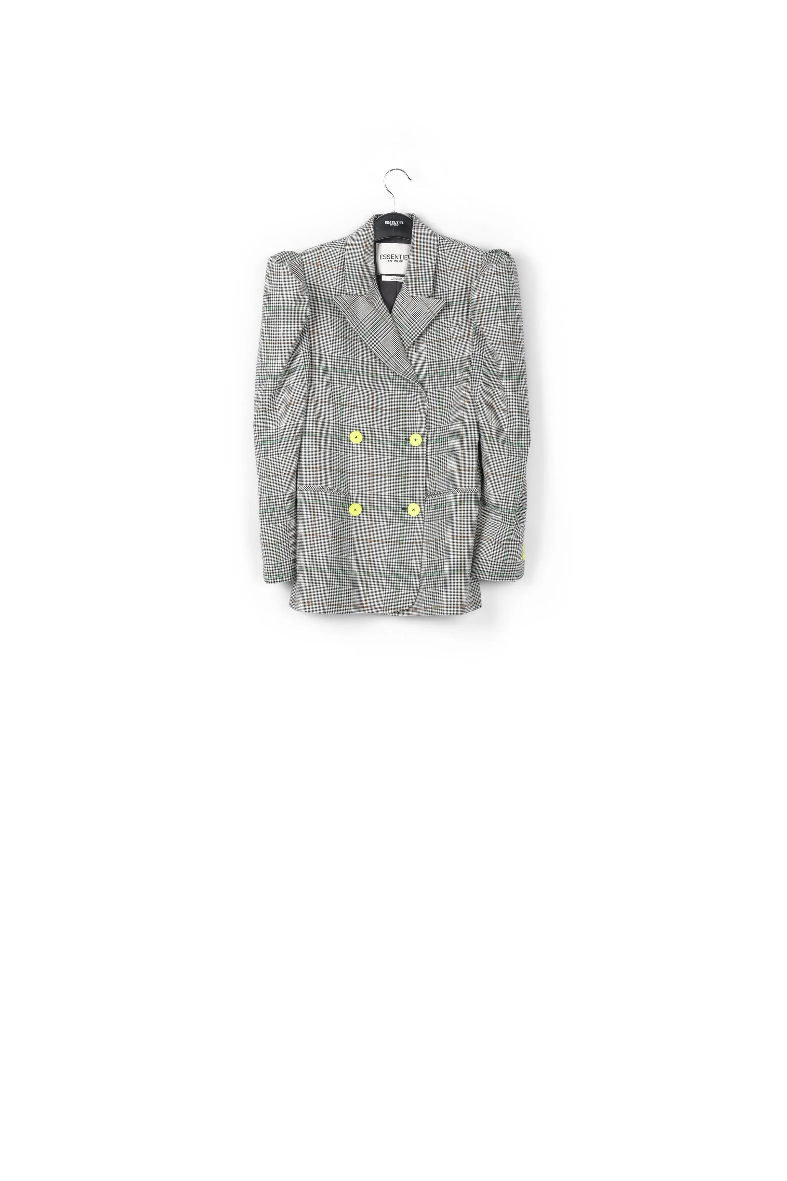 Off-white plaid double-breasted blazer