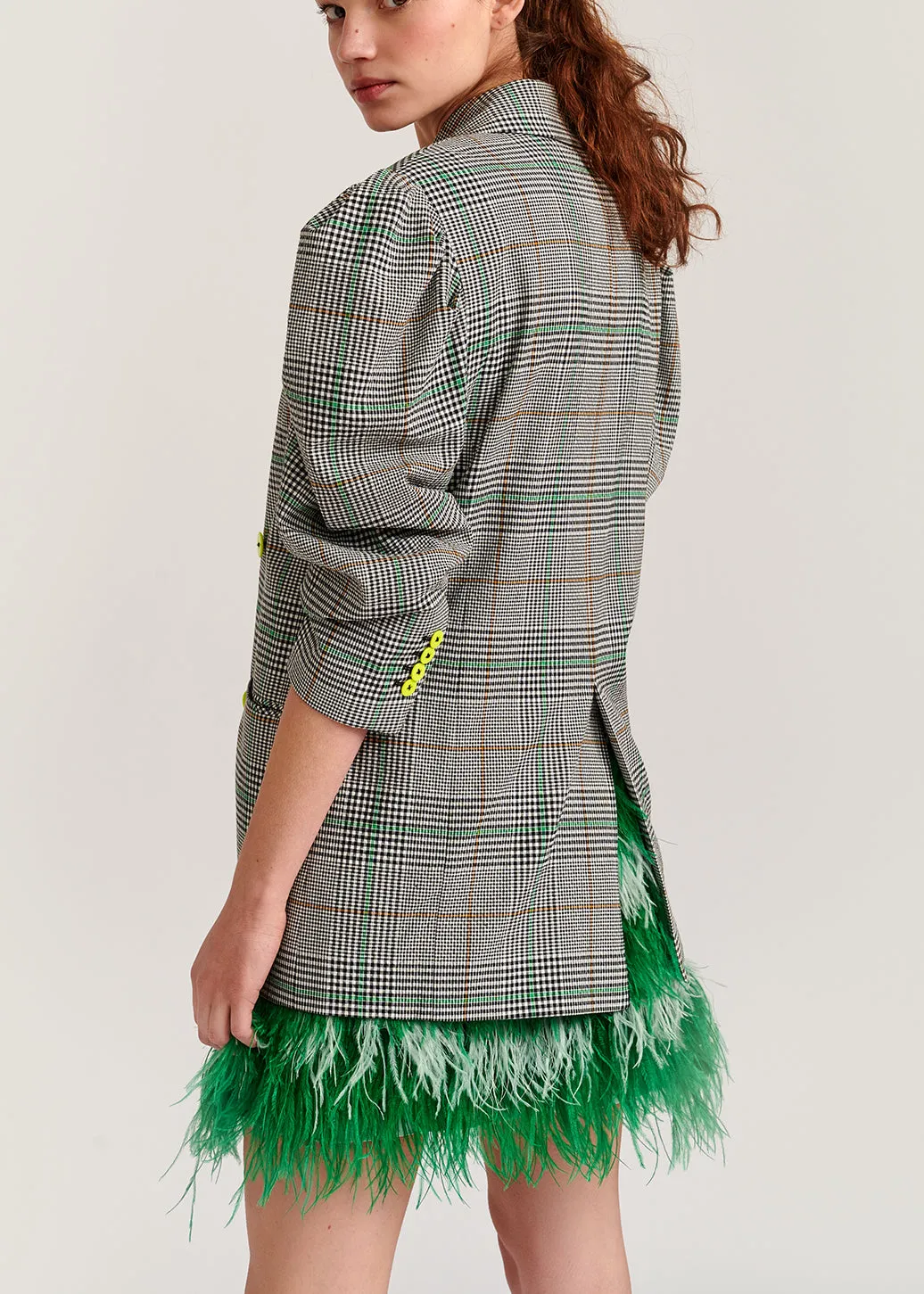 Off-white plaid double-breasted blazer