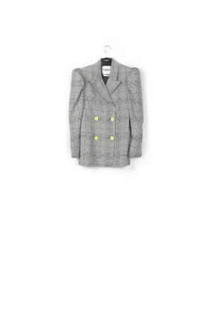 Off-white plaid double-breasted blazer